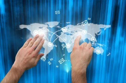 Composite image of hands pointing and presenting Foto stock