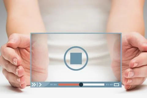 Composite image of hands presenting 3d Foto stock