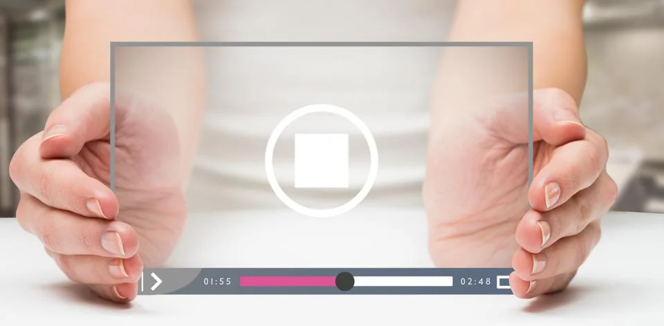 Composite image of hands presenting 3d Stock Photos