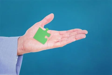 Composite image of handsome businessman gesturing with hands Illustrazione stock