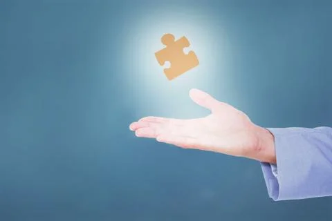 Composite image of handsome businessman gesturing with hands Illustrazione stock