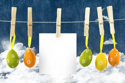 Composite image of hanging easter eggs Foto stock