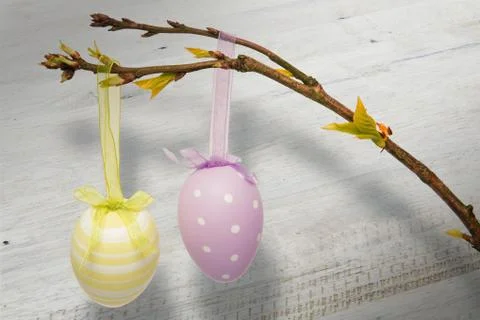 Composite image of hanging easter eggs Stock Fotos