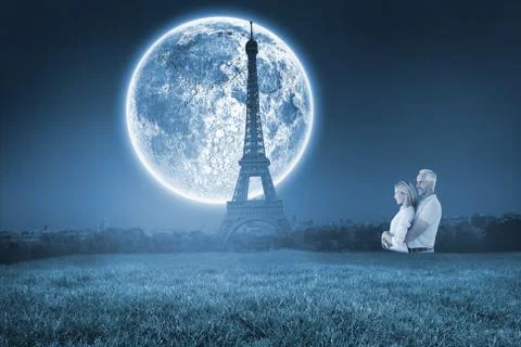 Composite image of happy couple smiling and embracing Stock Illustration