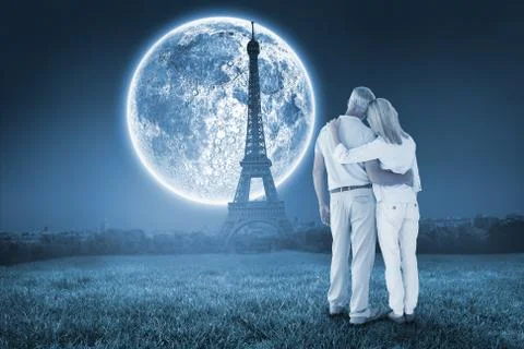 Composite image of happy couple standing and looking Stock Illustration