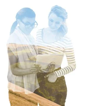Composite image of happy creative team using a tablet pc Stock Illustration