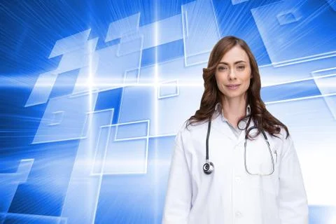 Composite image of happy doctor looking at camera Stock-Illustration