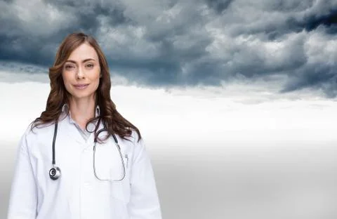 Composite image of happy doctor looking at camera Stock-Illustration