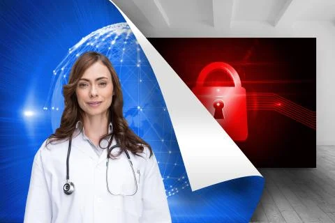 Composite image of happy doctor looking at camera Stock-Illustration