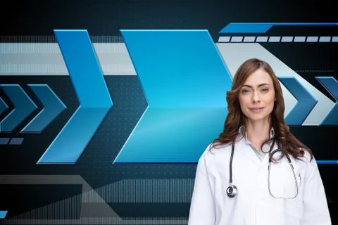 Composite image of happy doctor looking at camera Stock-Illustration