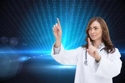 Composite image of happy doctor pointing Stock Illustration