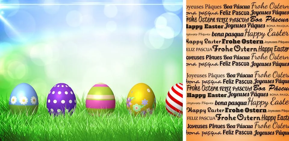 Composite image of happy easter in different languages Illustrazione stock