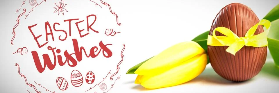 Composite image of happy easter red logo against a white background Stock Photos