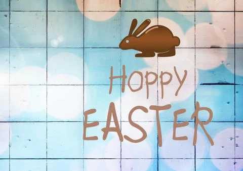 Composite Image of Happy Easter Vector against a blue background Stock Illustration