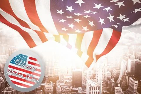 Composite image of happy labor day badge Ilustración de archivo