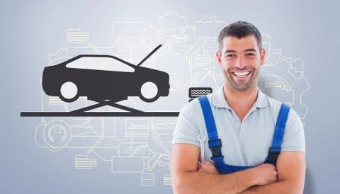 Composite image of happy manual worker Stock Illustration