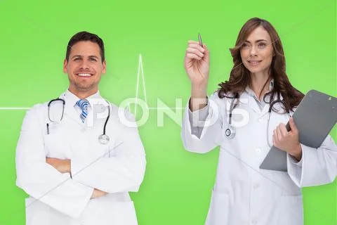 Composite image of happy medical team Stock Photos