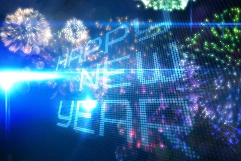 Composite image of happy new year on tech background Illustrazione stock