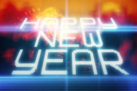 Composite image of happy new year on tech background Illustrazione stock
