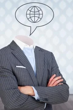 Composite image of headless businessman in suit standing with arms crossed Foto stock