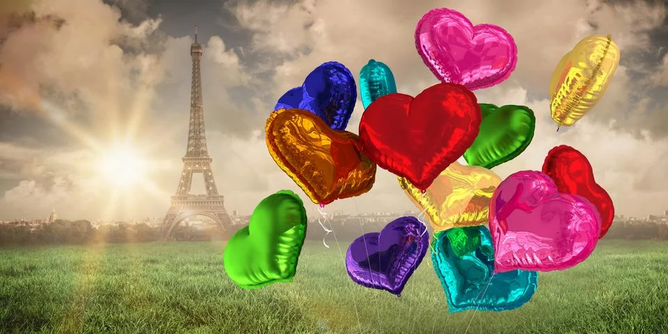 Composite image of heart balloons イラスト素材