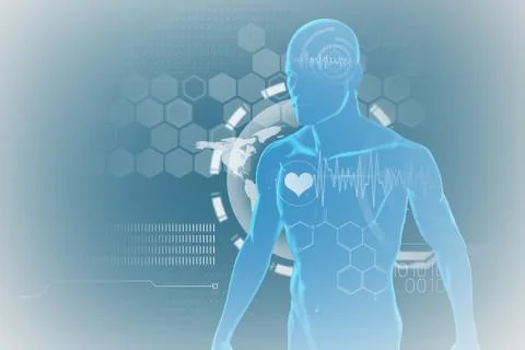 Composite image of heart pulse trace against black background Stock Illustration
