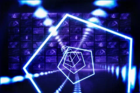 Composite image of hexagon design with glowing light Stock Illustration