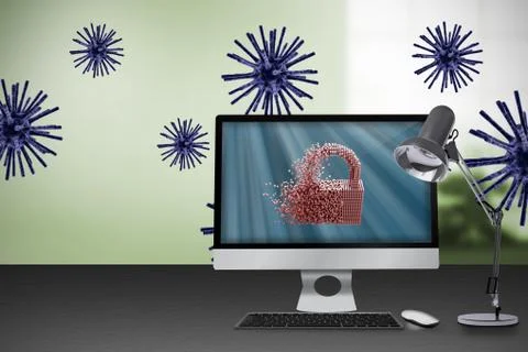 Composite image of high angle view of gray lock 3d Stock Illustration