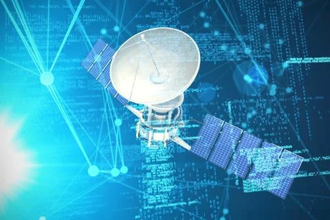 Composite image of high angle view of 3d solar power satellite Ilustração Stock