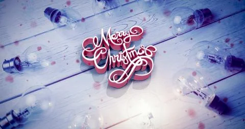 Composite image of high angle view of three dimensional of merry christmas te Stock Photos