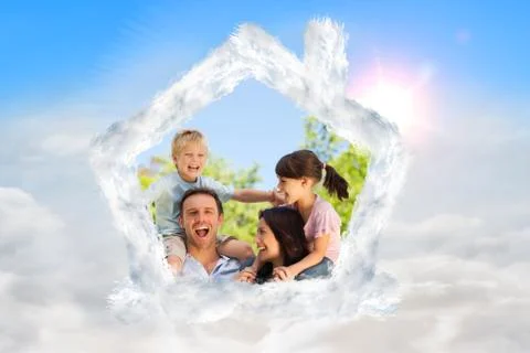 Composite image of house outline in clouds Foto stock