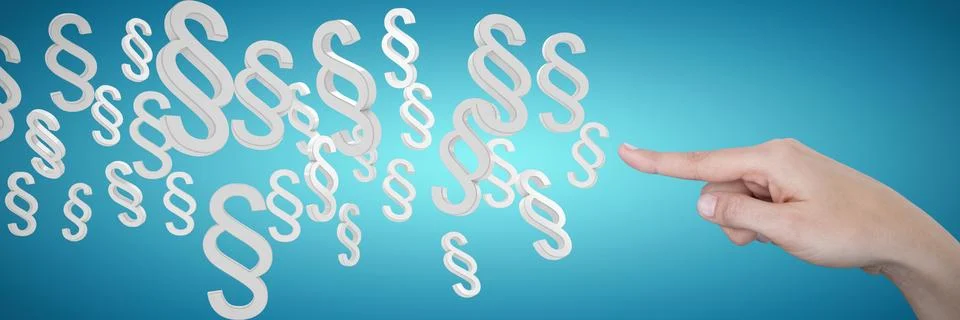 Composite image of human hand pointing on white background 写真素材