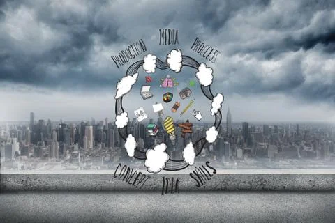 Composite image of idea flowchart Stock Illustration