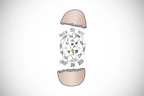 Composite image of ideas hatching from egg Stock Illustration