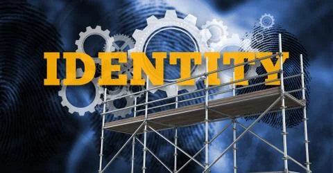 Composite image of identity word in 3d Illustrazione stock
