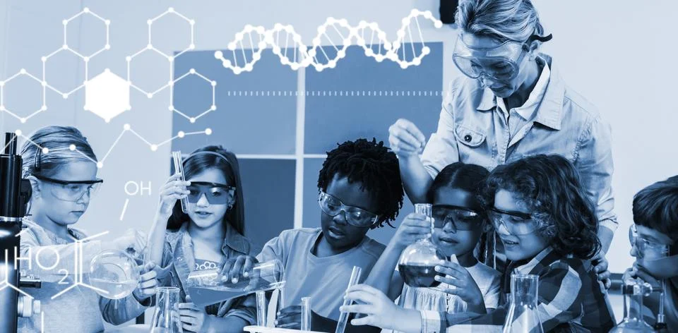 Composite image of illustration of chemical structure Stock Photos