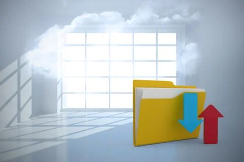 Composite image of illustration of folder with red and blue arrow sign Stock Illustration