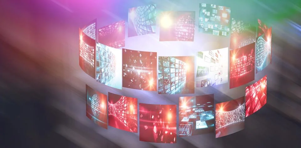 Composite image of illustration of various device screens Stock Photos