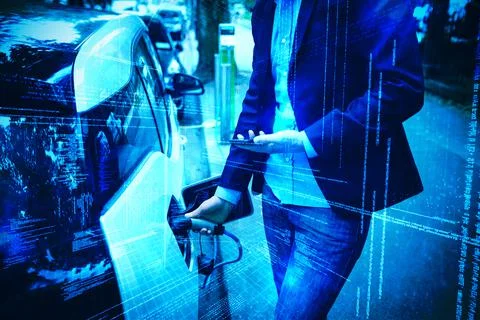 Composite image of illustration of virtual data Foto stock