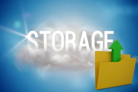 Composite image of illustration of yellow folder with uploading arrow symbol Stock Illustration