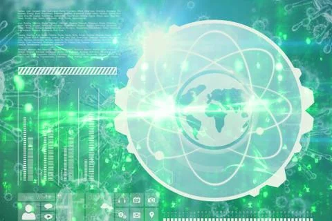 Composite image of image of atom interface Stock Illustration