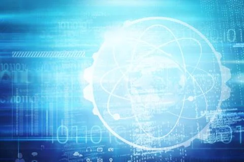 Composite image of image of atom interface Illustrazione stock