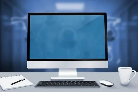 Composite image of image of a desk with computer イラスト素材