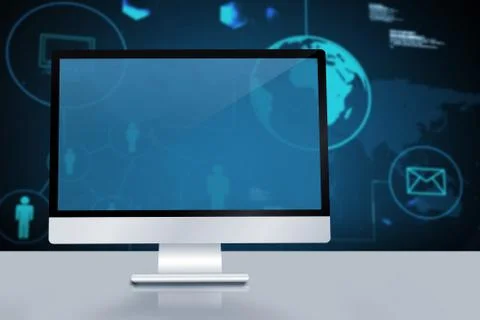 Composite image of image of a desk with computer イラスト素材