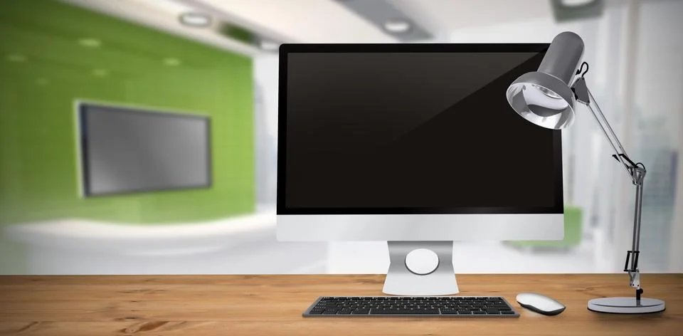 Composite image of image of a desk with computer イラスト素材