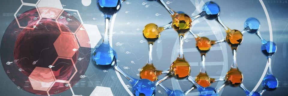 Composite image of image of dna helix and molecules interface Stock Illustration