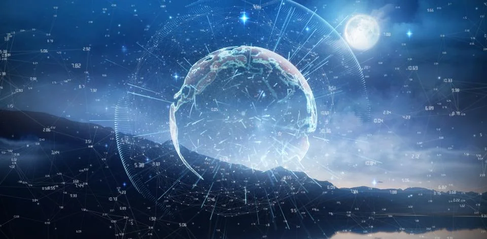 Composite image of image of earth with different times Foto stock