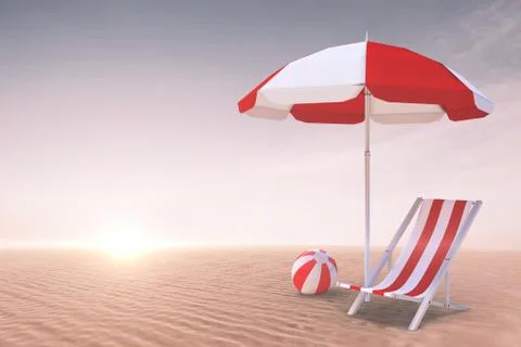 Composite image of image of sun lounger and sunshade 库存插图