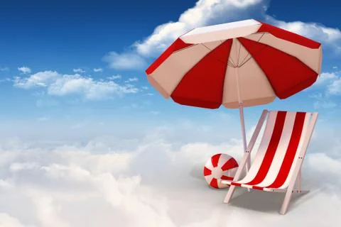 Composite image of image of sun lounger and sunshade Stockillustratie