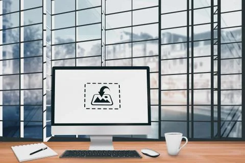 Composite image of image of a virtual desk 스톡 일러스트